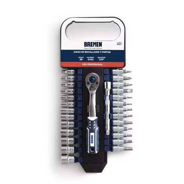 Juego De Bocallaves Y Puntas En Mm + Crique 1/4 Bremen 6657