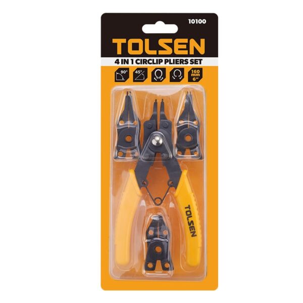 juego de pinzas 4 en 1 seeger 160mm 6” - Tolsen 10100